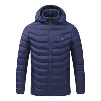 2020 NWE Men Winter Warm USB Heating Jackets Smart Thermostat Pure Color Hooded Heated Clothing Waterproof Warm Jackets