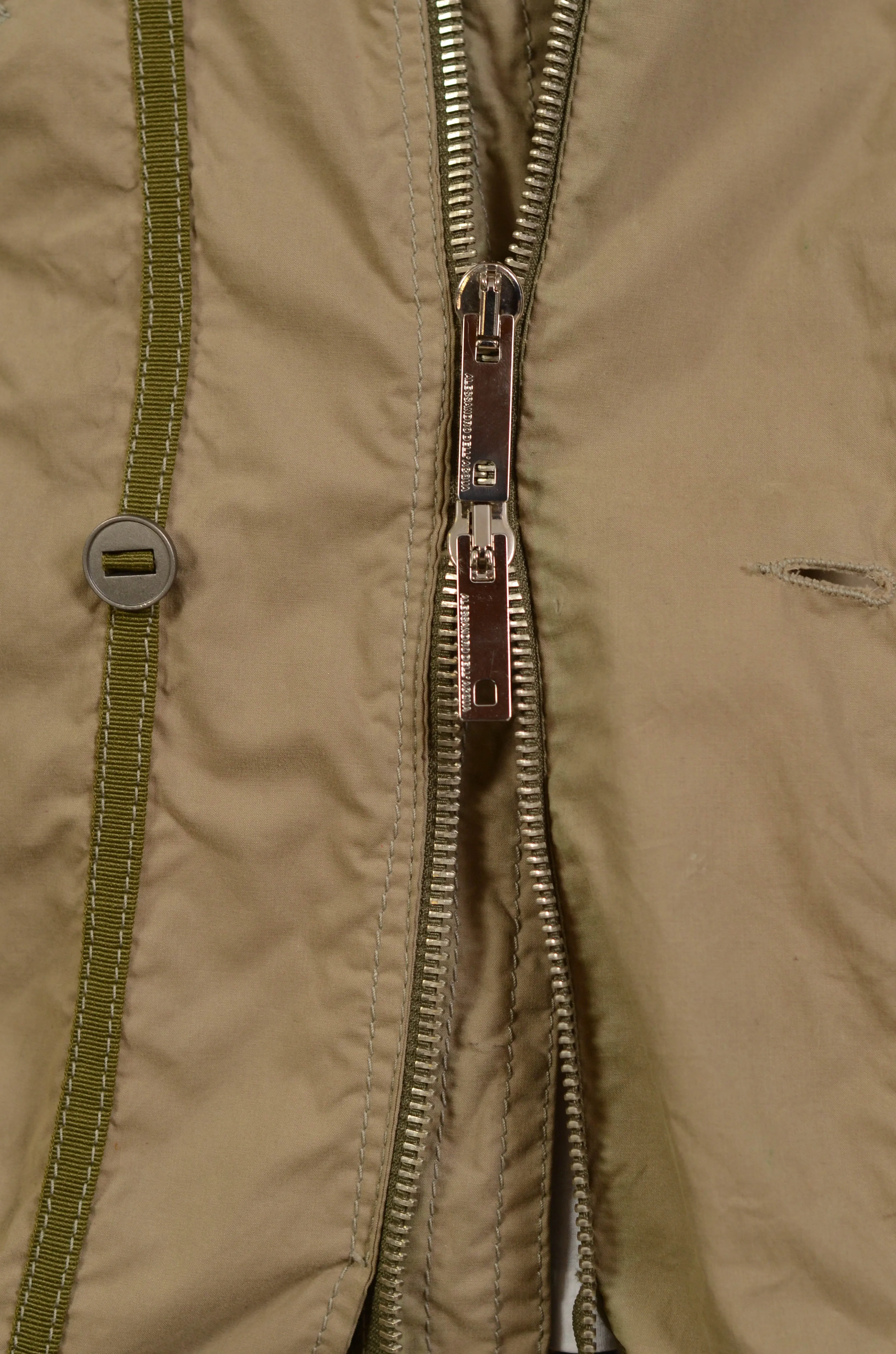 ALESSANDRO DELL'ACQUA Olive Green Cotton Hidden Hooded Field Jacket EU 50 US M