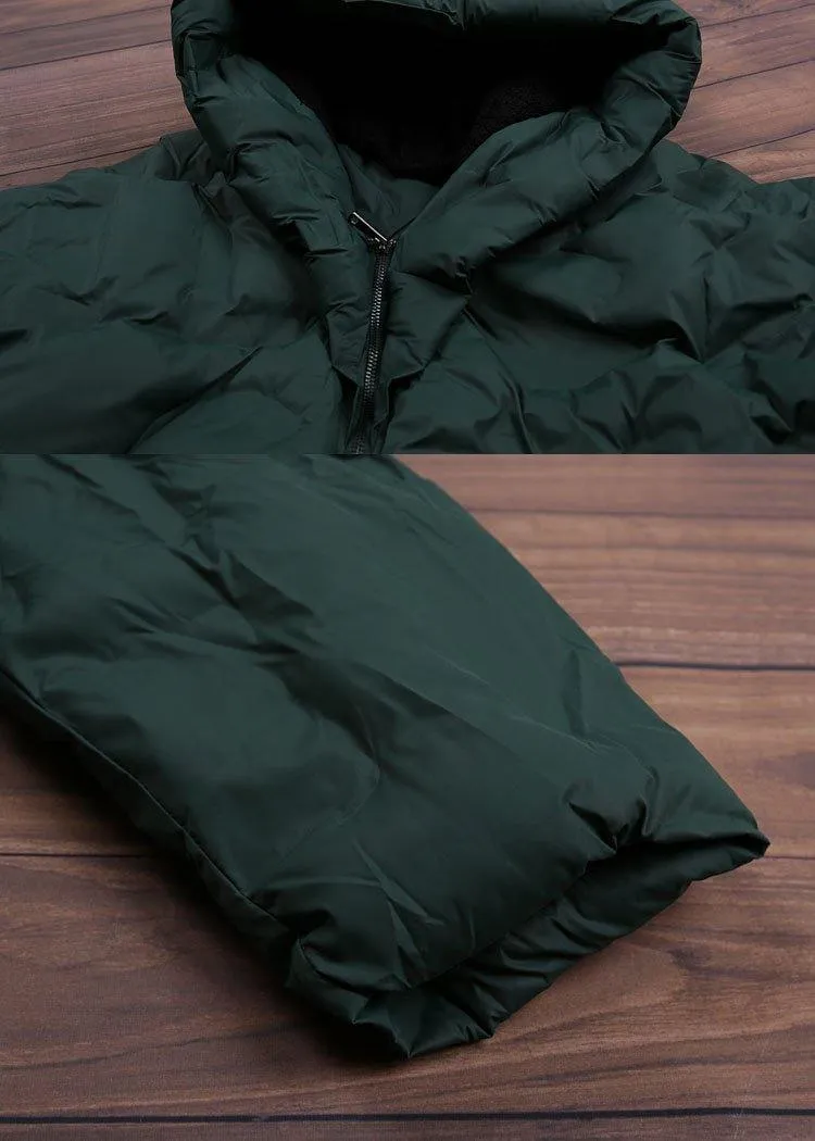 Blackish Green Warm Down Coat Oversize Overcoat