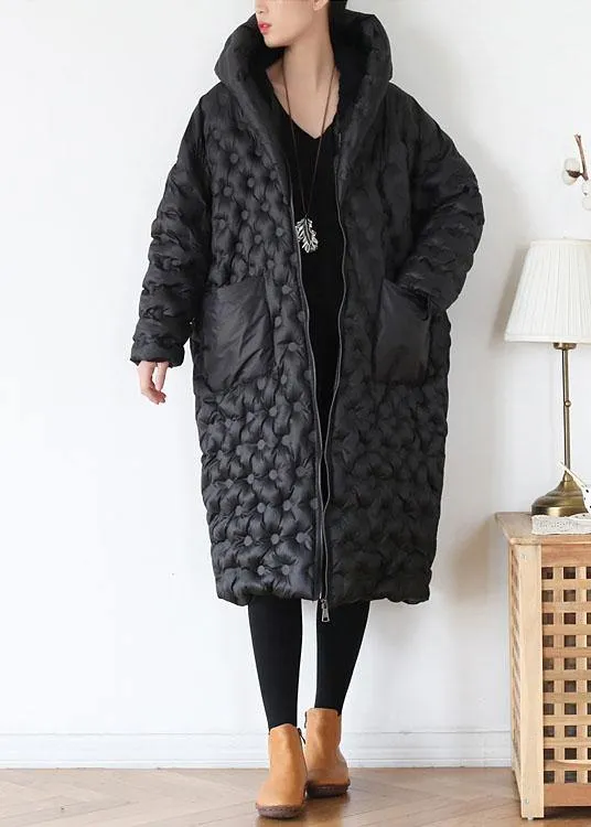 Blackish Green Warm Down Coat Oversize Overcoat