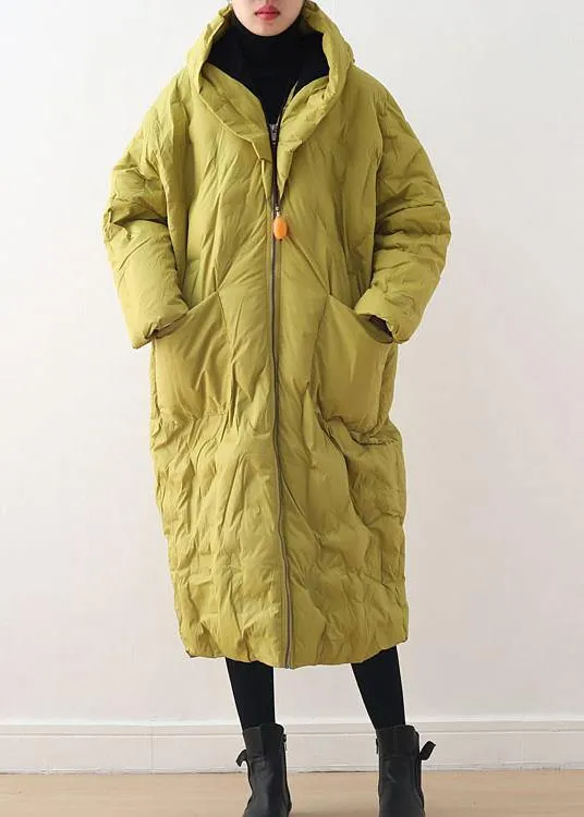 Blackish Green Warm Down Coat Oversize Overcoat