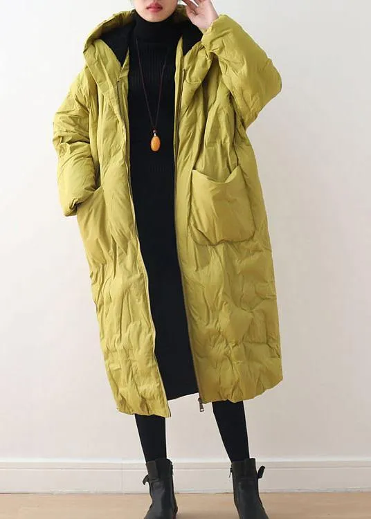 Blackish Green Warm Down Coat Oversize Overcoat
