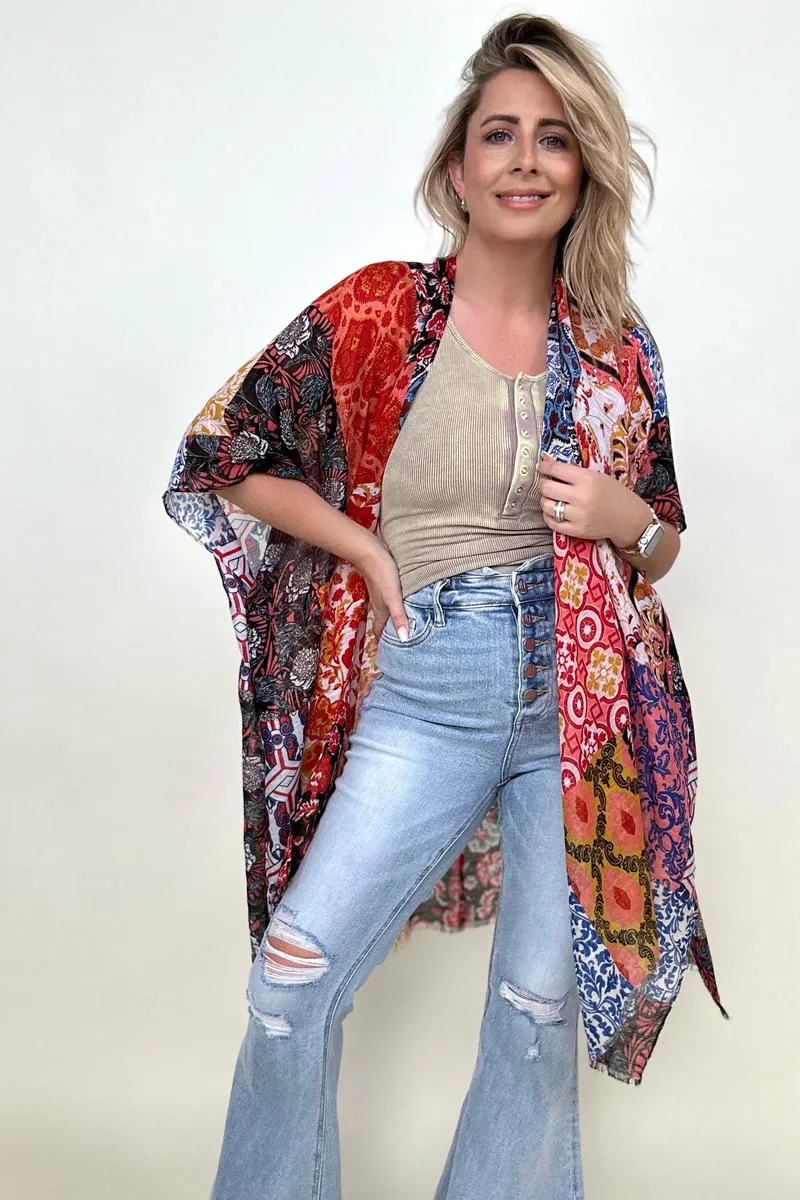 Boho Floral Patchwork Kimono