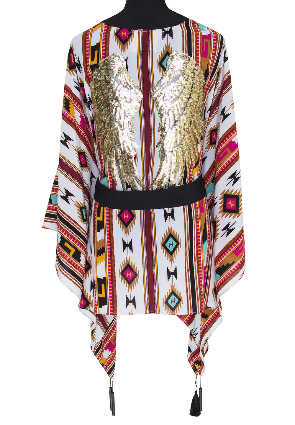 Boho - Maroon Navajo Kimono Wings (Black)
