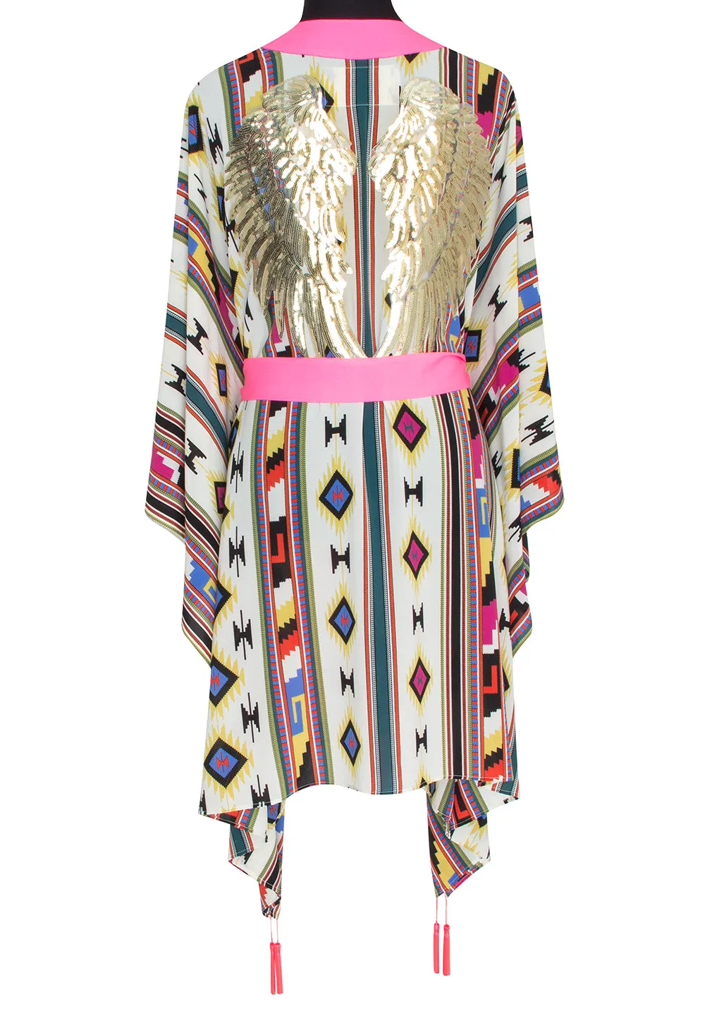 Boho - Pink Navajo Kimono Wings (Neon Pink)