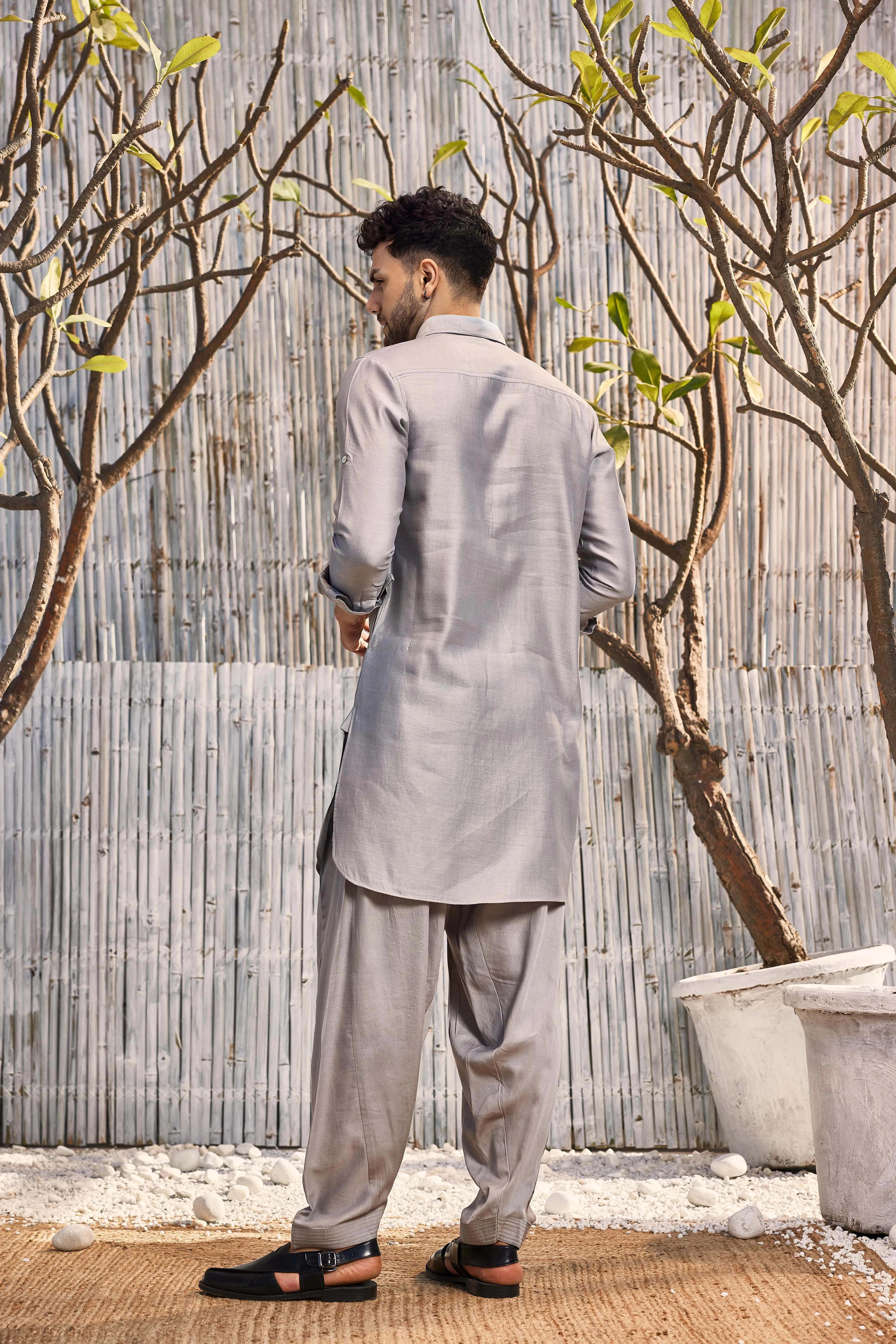Chanderi Bundi Jacket - Grey
