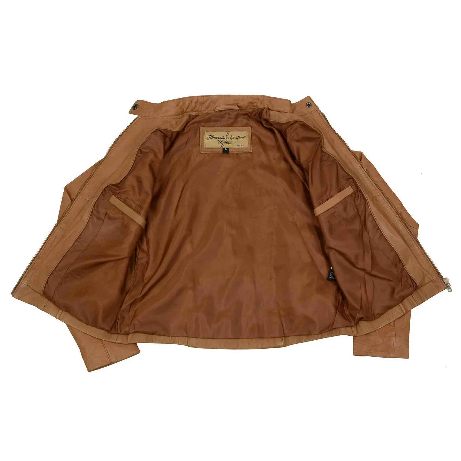 Cognac SFL2814 Cognac Women's Leather Moto Style Fashion Jacket
