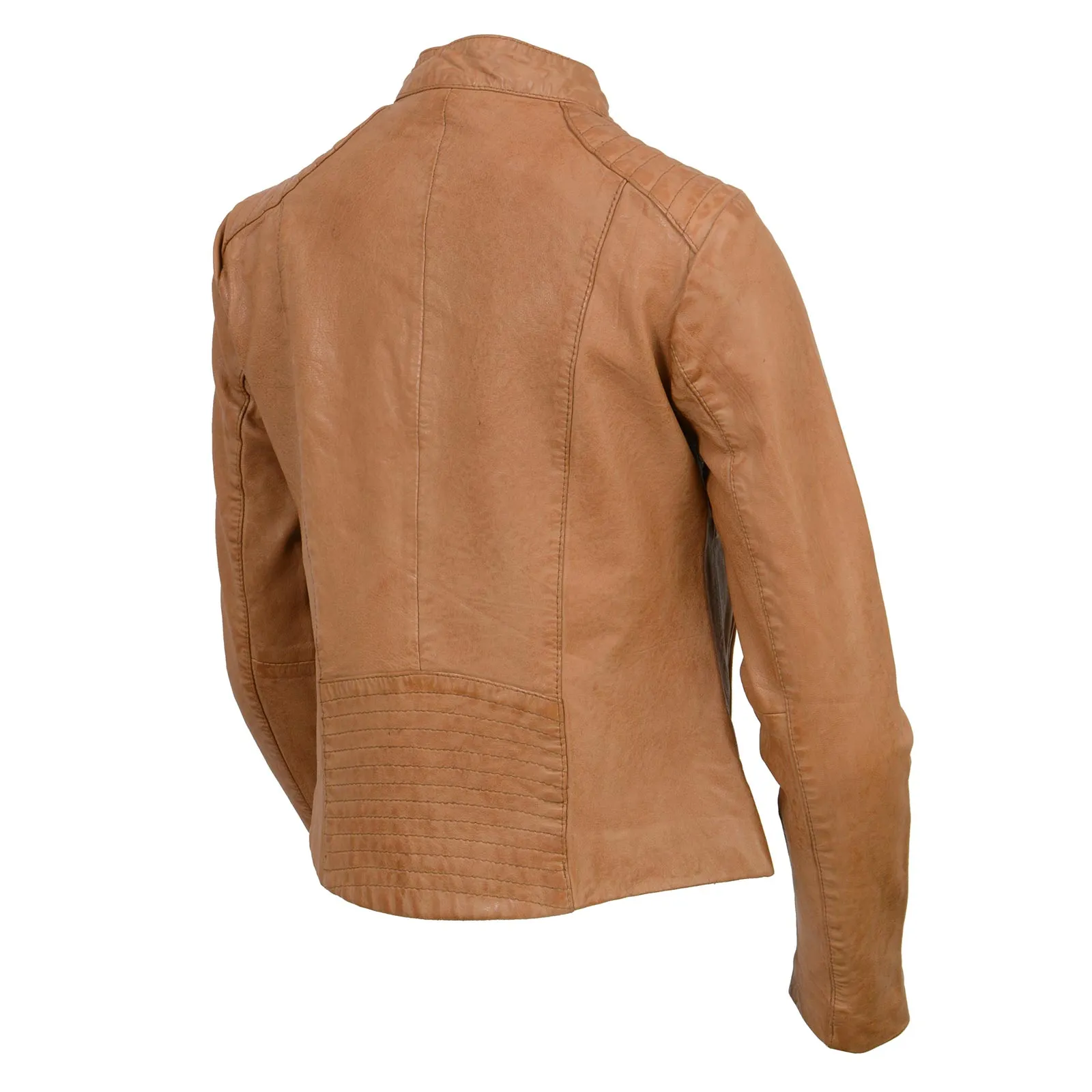 Cognac SFL2814 Cognac Women's Leather Moto Style Fashion Jacket