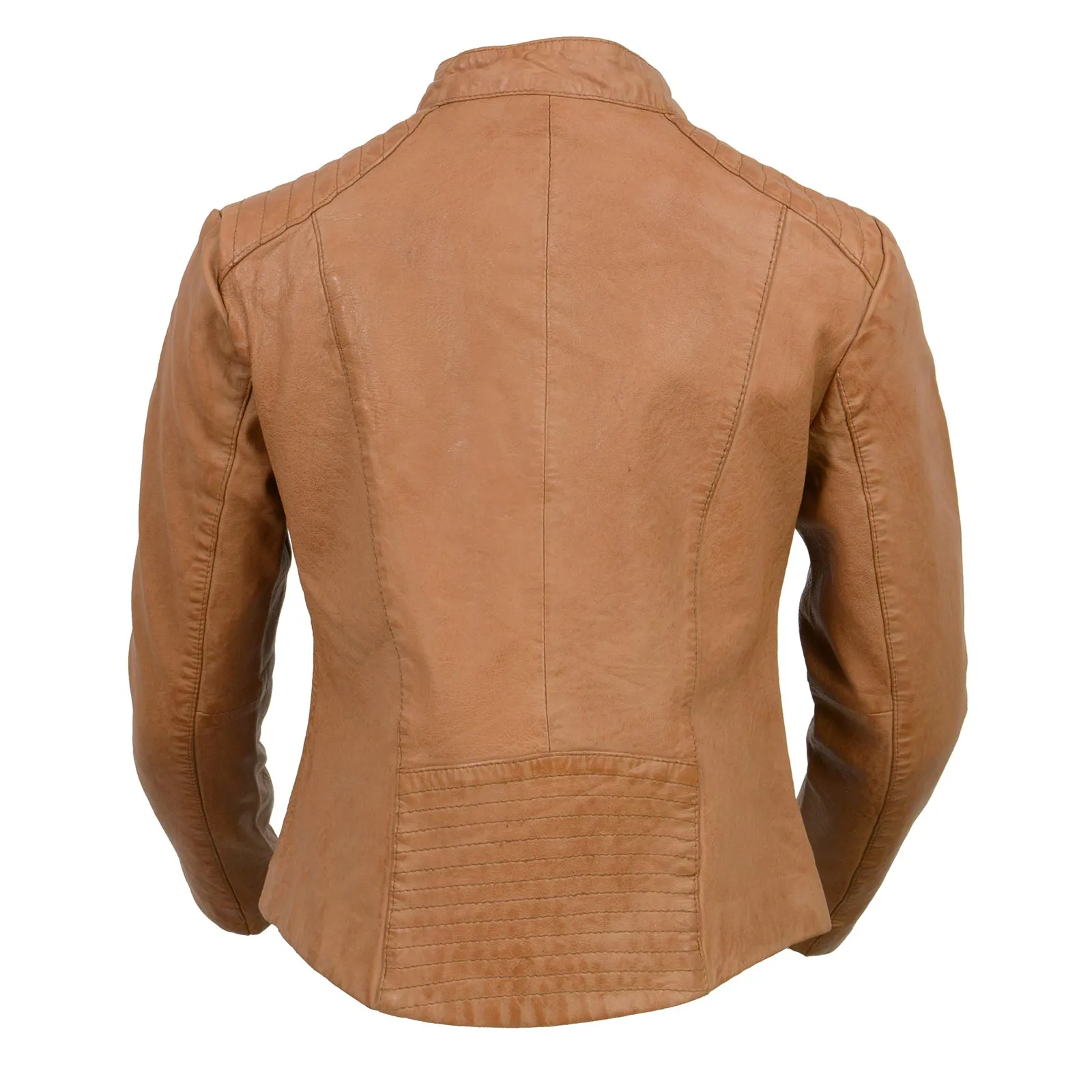 Cognac SFL2814 Cognac Women's Leather Moto Style Fashion Jacket