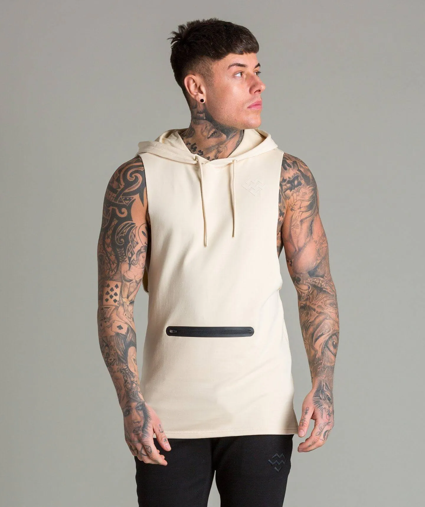 Flow Cut Off Hoodie (Off White)