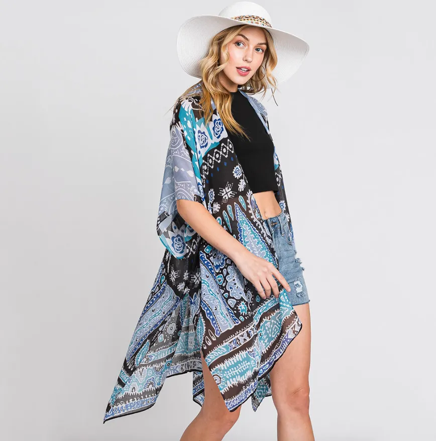 Geometric Boho Print Kimono (3 colors)