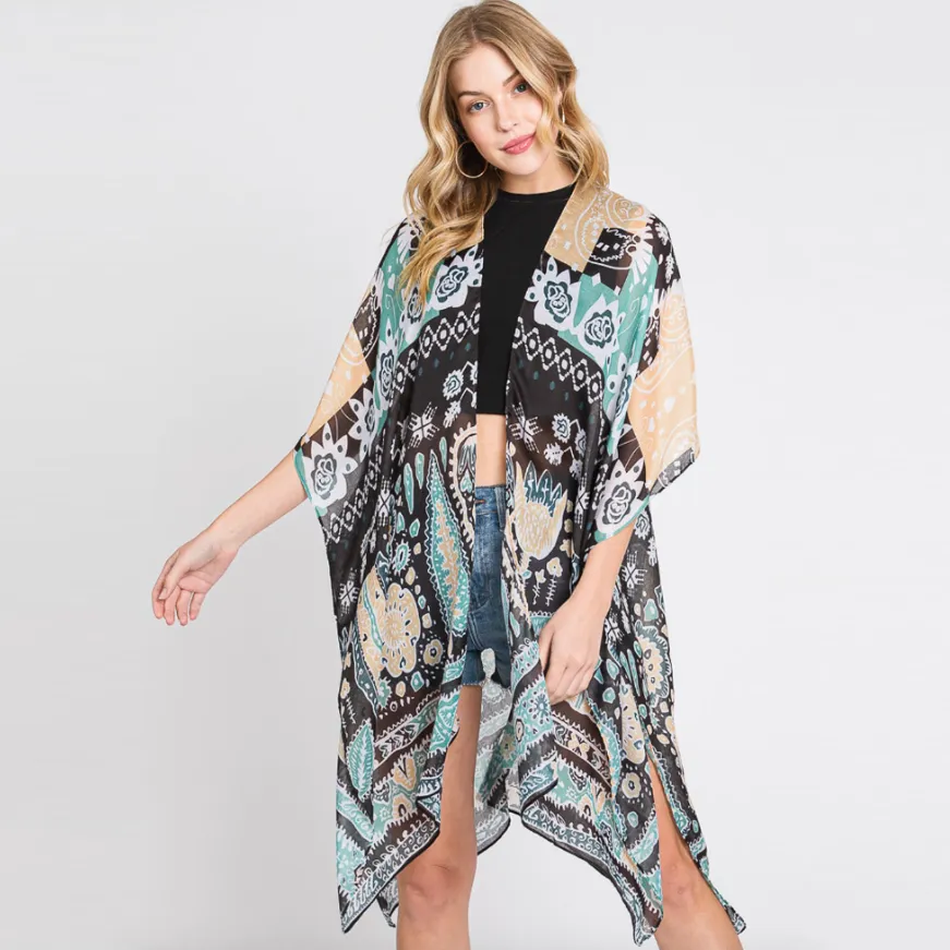 Geometric Boho Print Kimono (3 colors)
