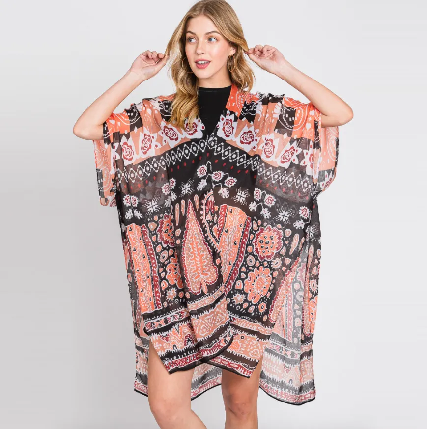 Geometric Boho Print Kimono (3 colors)