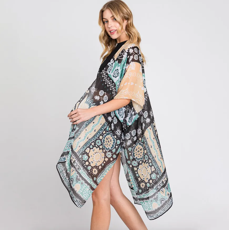 Geometric Boho Print Kimono (3 colors)