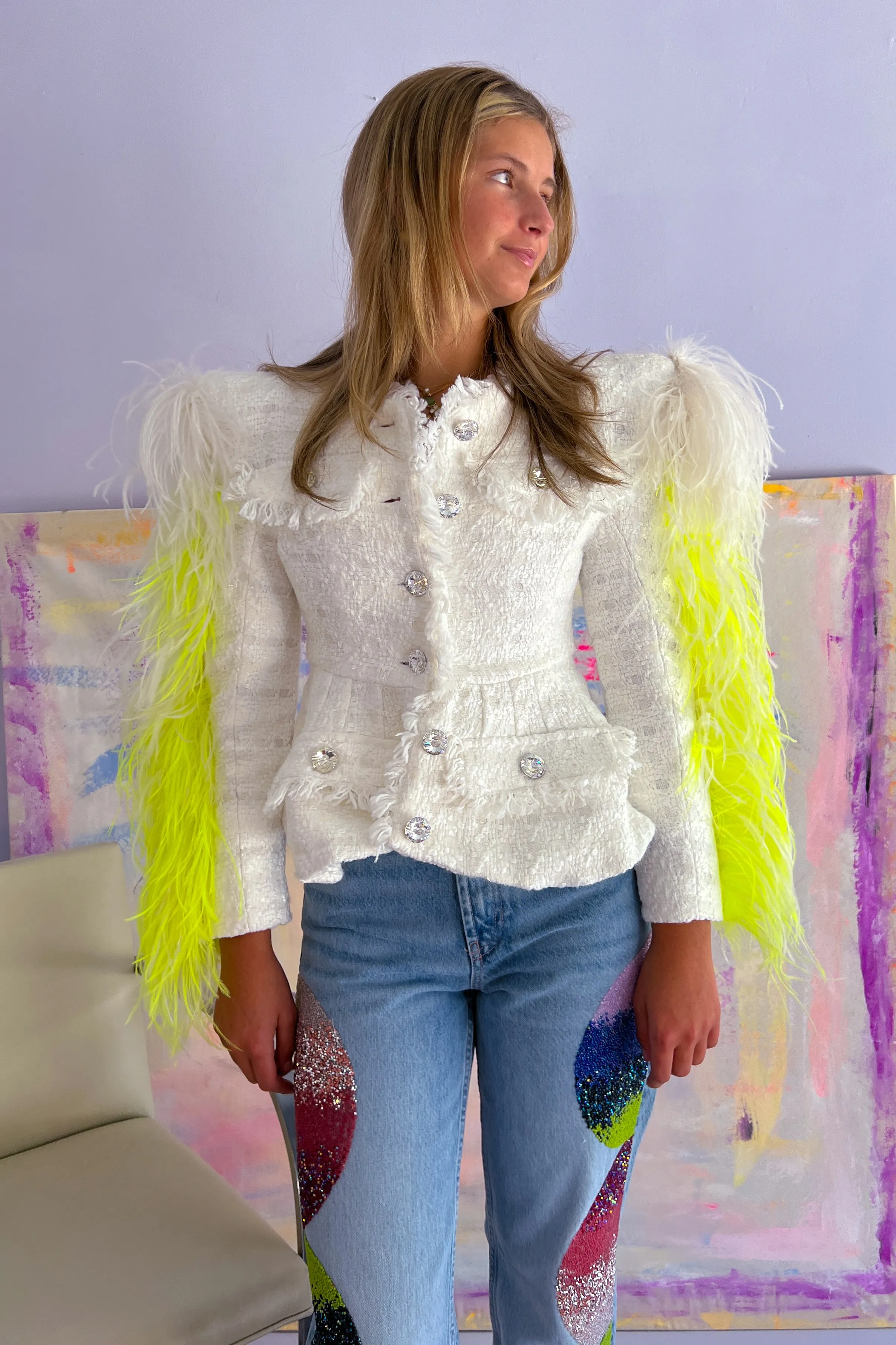 Germanier - Feather Jacket: White