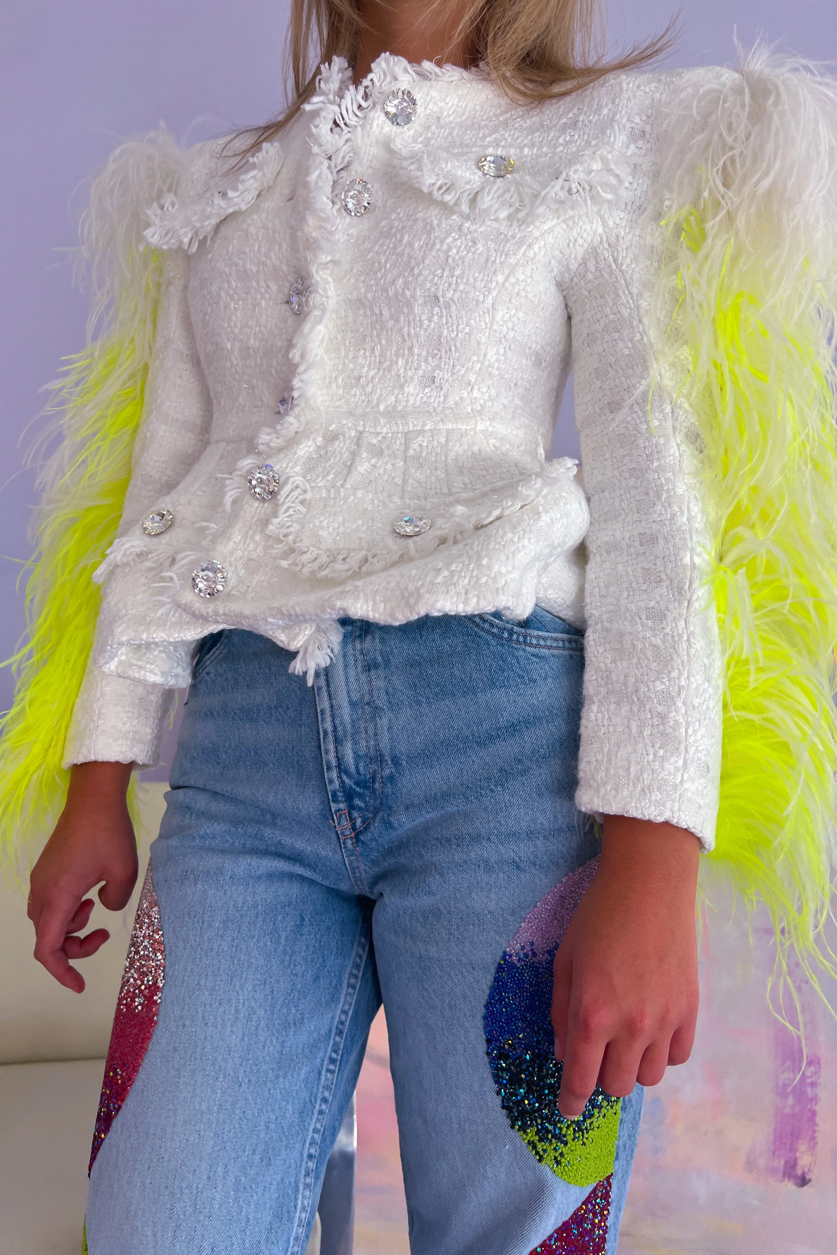 Germanier - Feather Jacket: White