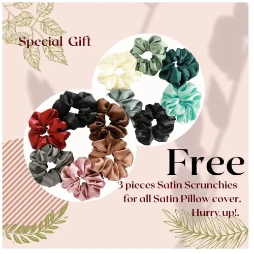 Go Well Satin Silk Pillow Cover for Hair and Skin 2 Piece with 3 Piece Satin Silk Soft Scrunchies|Silk Pillow Covers with Envelope Closure end Design|Silk Pillow Cases(Rose Taupe) 400 TC