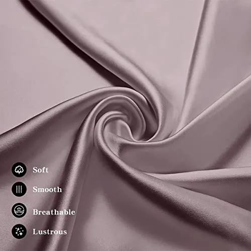 Go Well Satin Silk Pillow Cover for Hair and Skin 2 Piece with 3 Piece Satin Silk Soft Scrunchies|Silk Pillow Covers with Envelope Closure end Design|Silk Pillow Cases(Rose Taupe) 400 TC