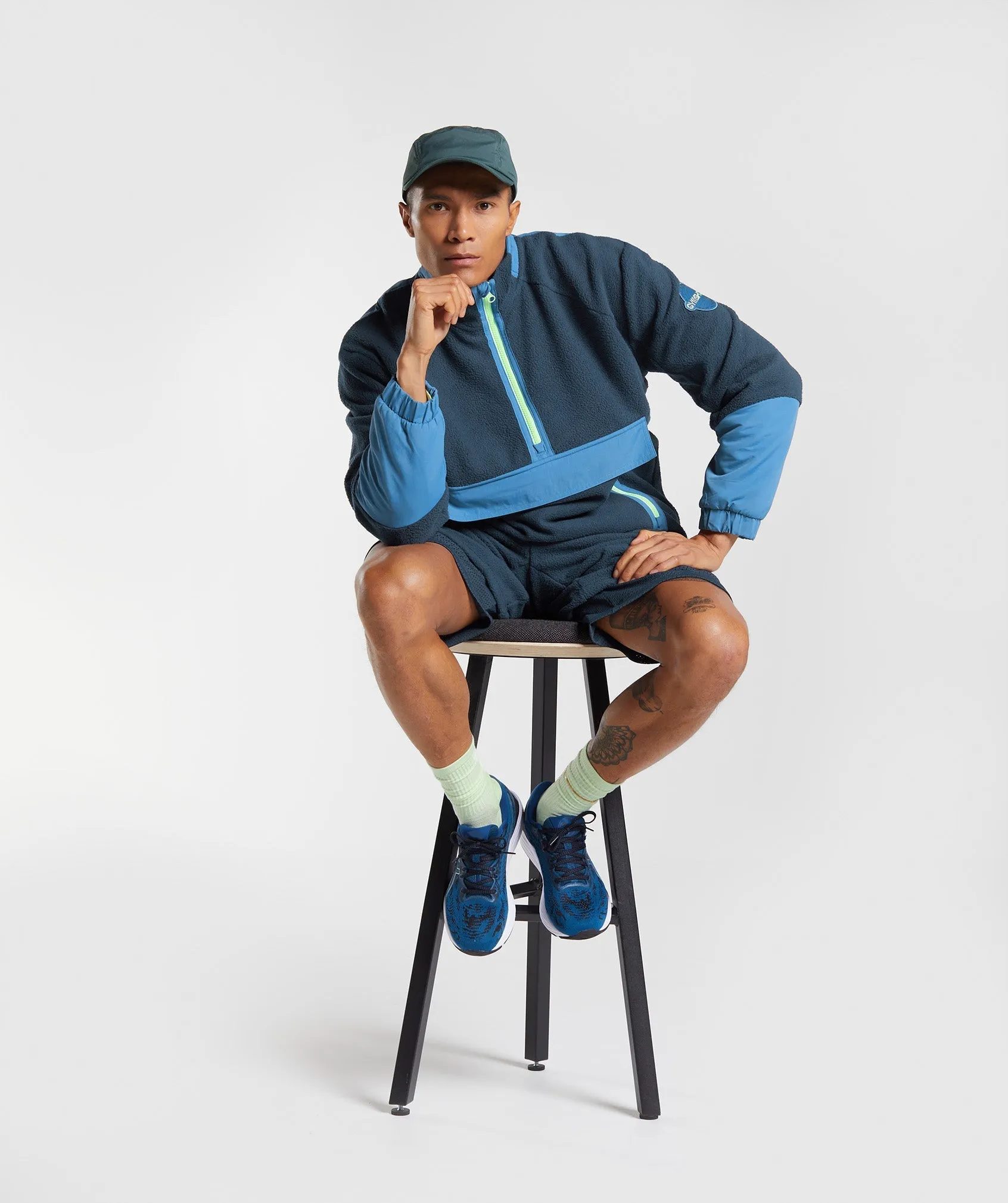Gymshark Vibes Fleece 1/4 Zip - Navy/Lakeside Blue