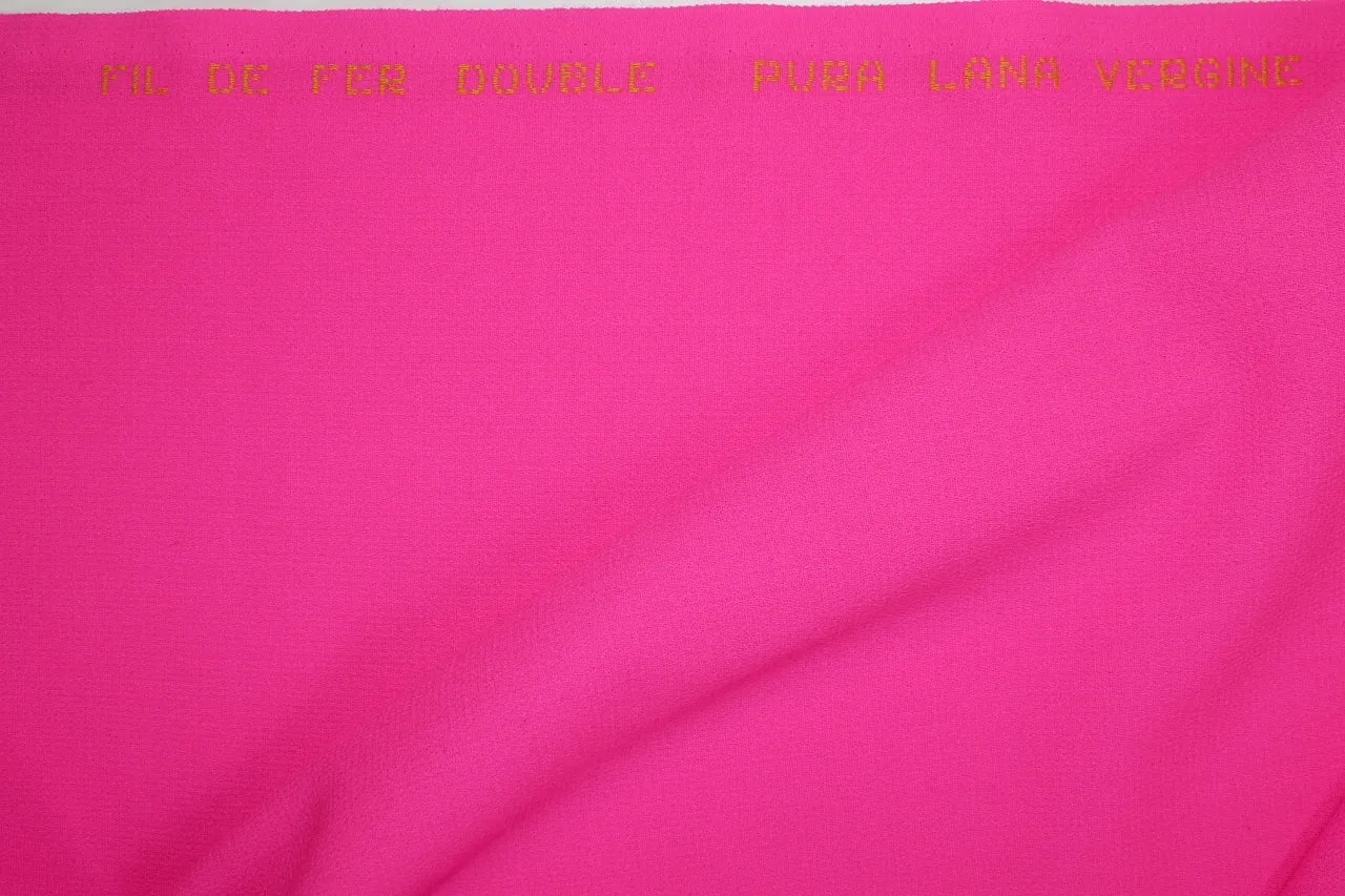 HC Designer Selvage Wool Double Crepe -Bright Hot Pink