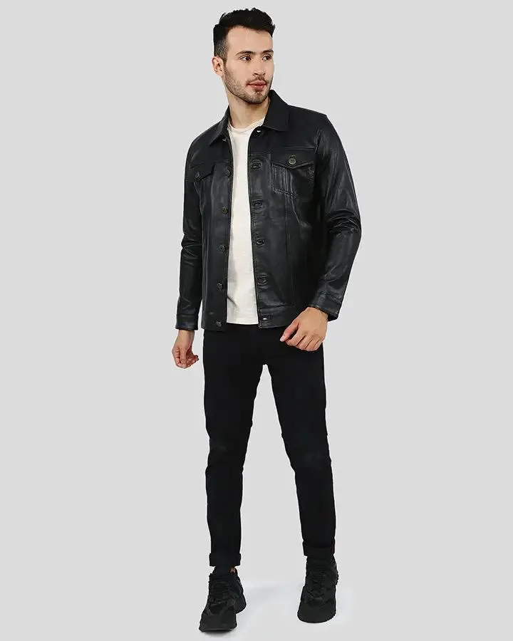 Jake Black Slim Fit Biker Leather Jacket