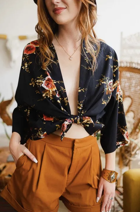 Lush Rose Short Kimono