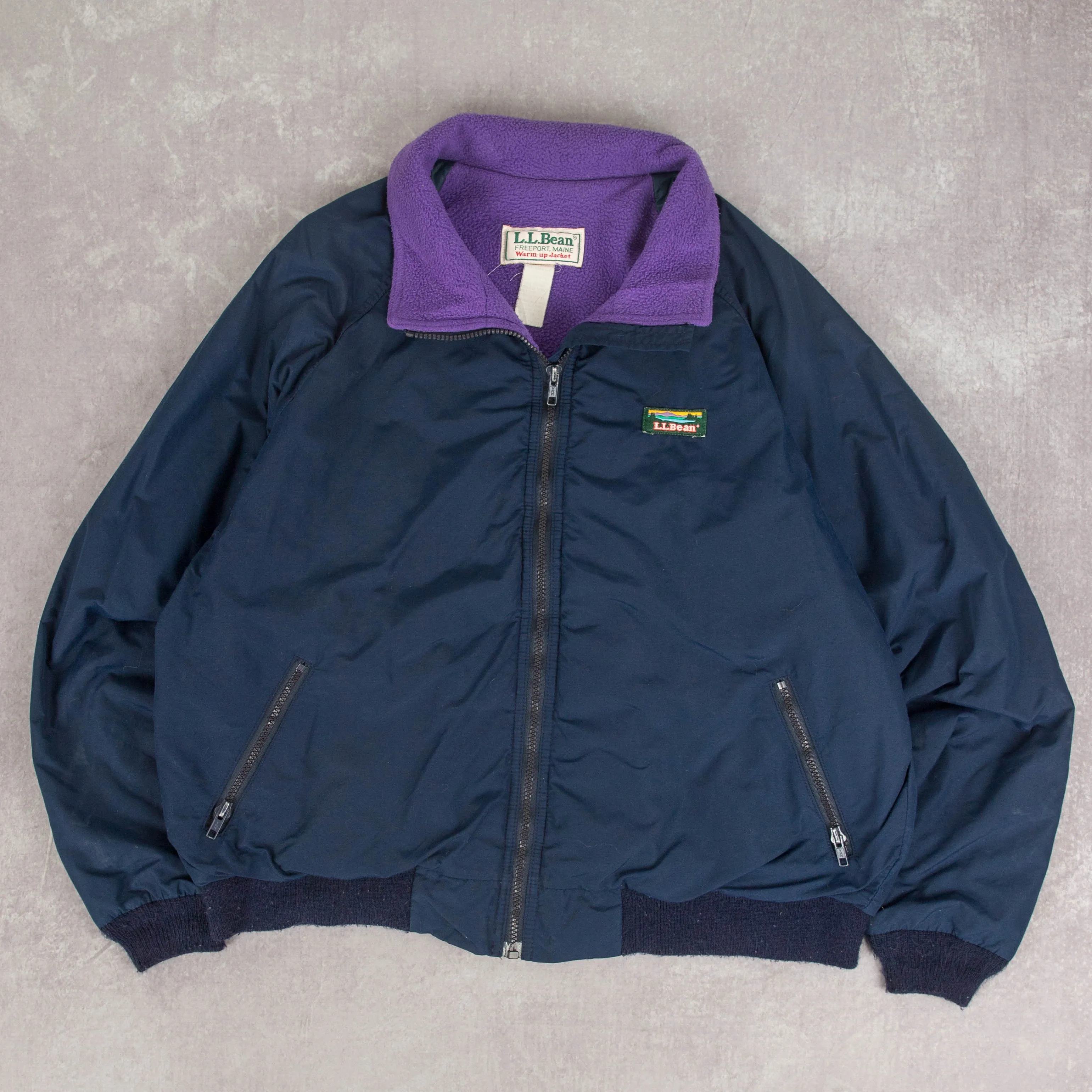 MEN'S VINTAGE 1990S L.L.BEAN FLEECE LINED WARM UP  JACKET - MEDIUM