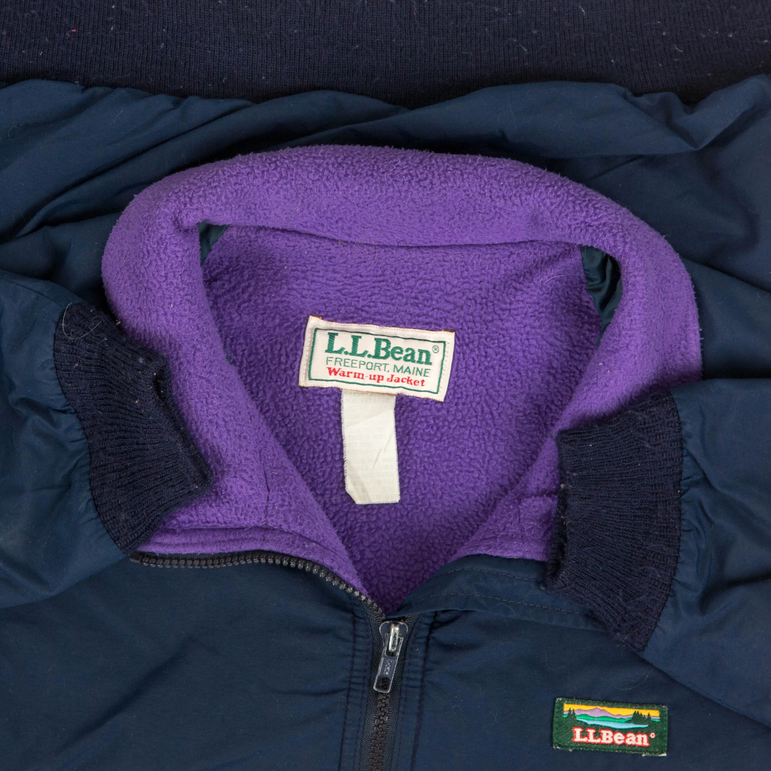 MEN'S VINTAGE 1990S L.L.BEAN FLEECE LINED WARM UP  JACKET - MEDIUM