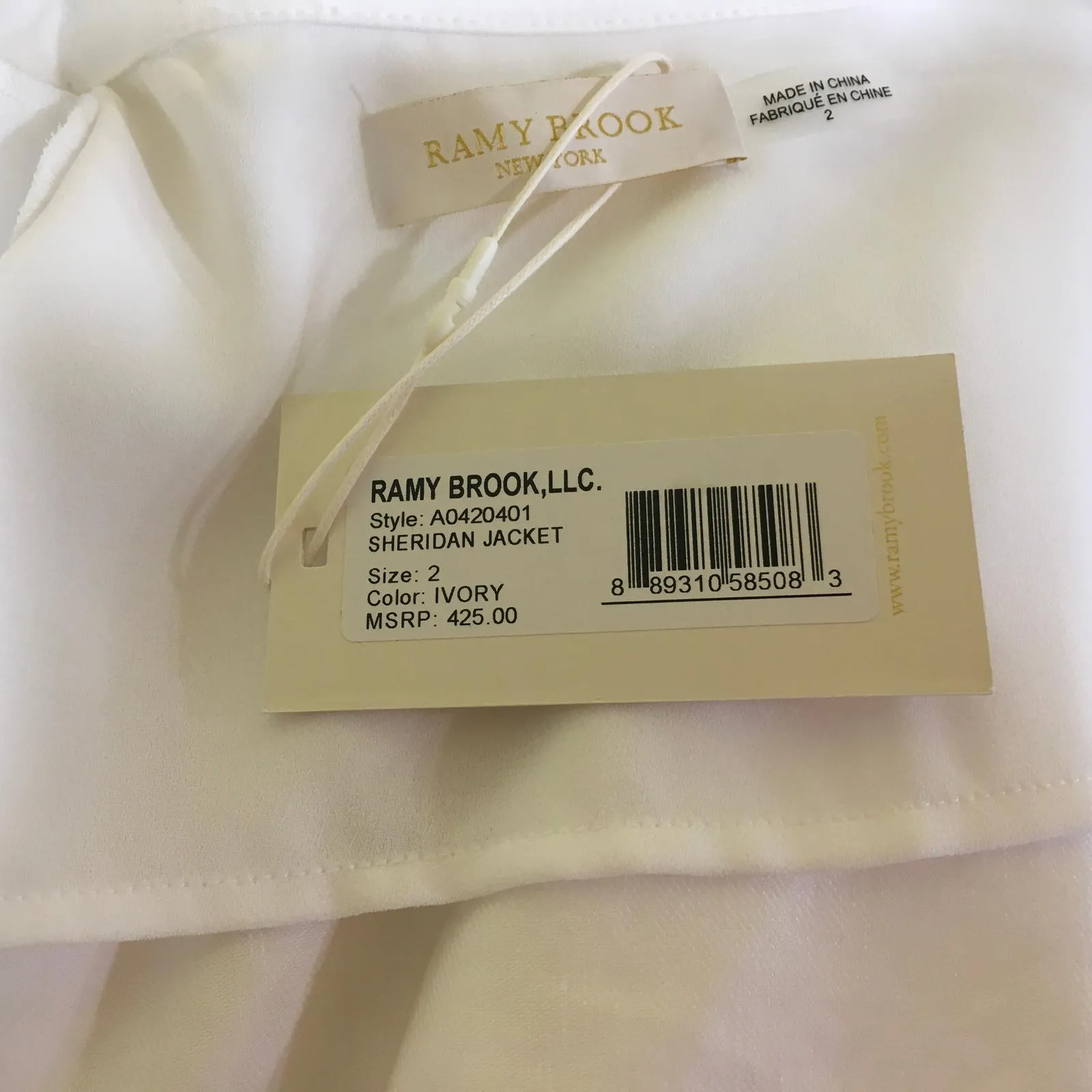 Ramy Brook Women's Sheridan Side Lace-up Jacket Ivory Sz 2