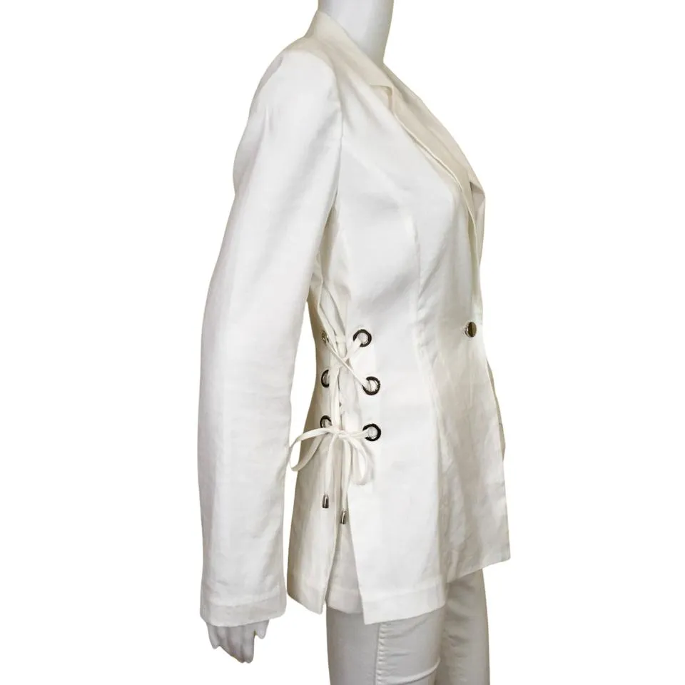 Ramy Brook Women's Sheridan Side Lace-up Jacket Ivory Sz 2