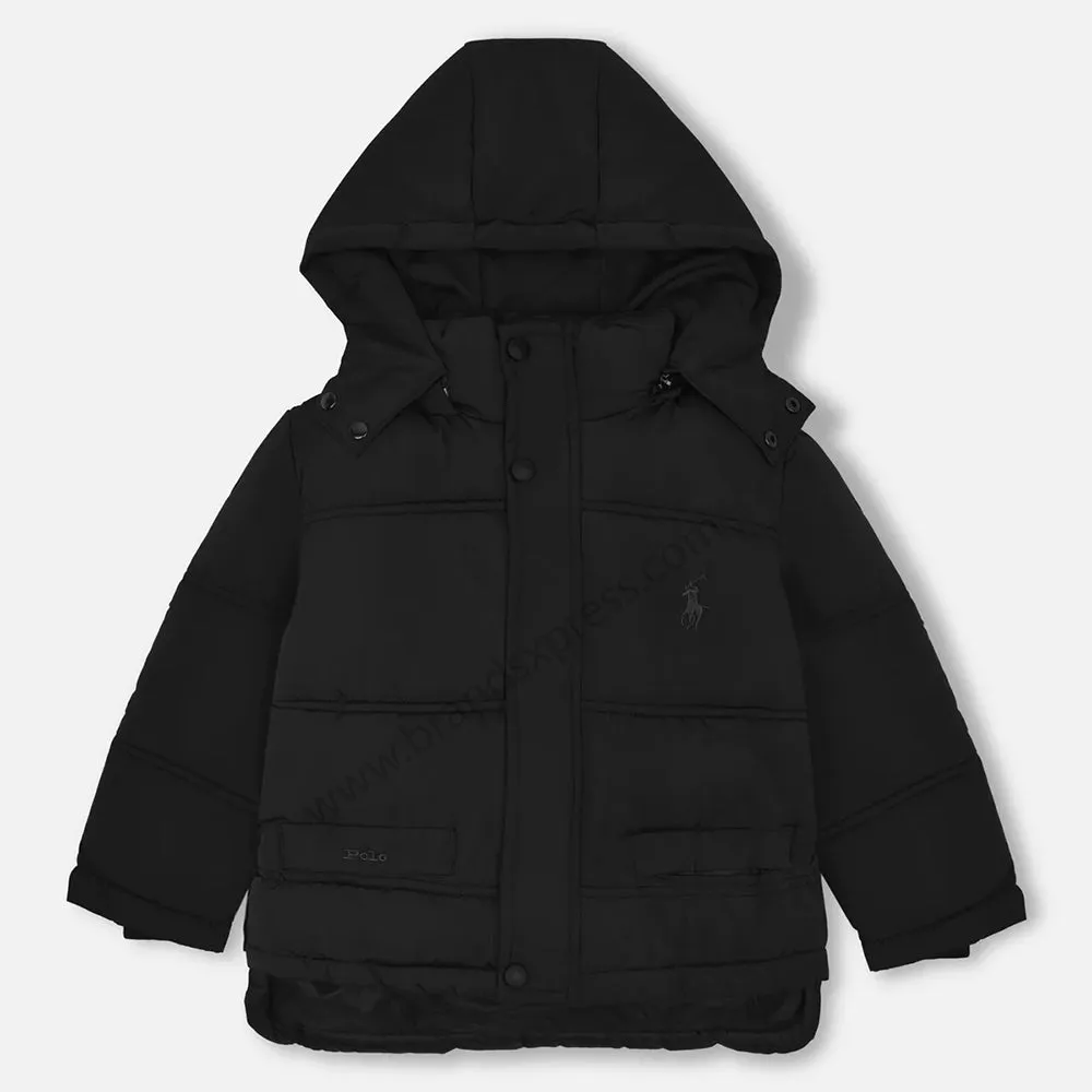 Small Pony Pockets Style Black Warm Puffer Jackets 11874