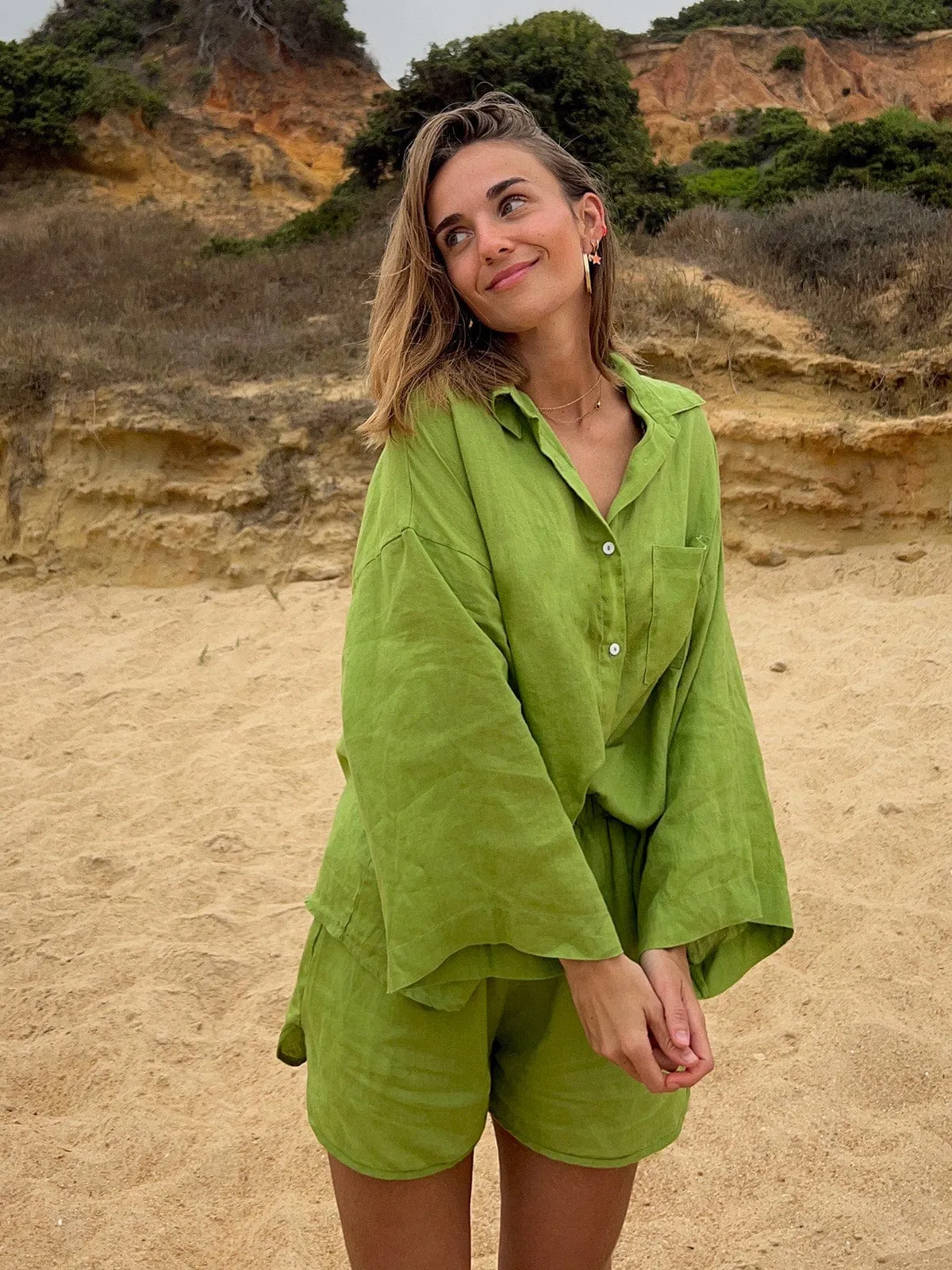 Solid Pocket Flax Shirt
