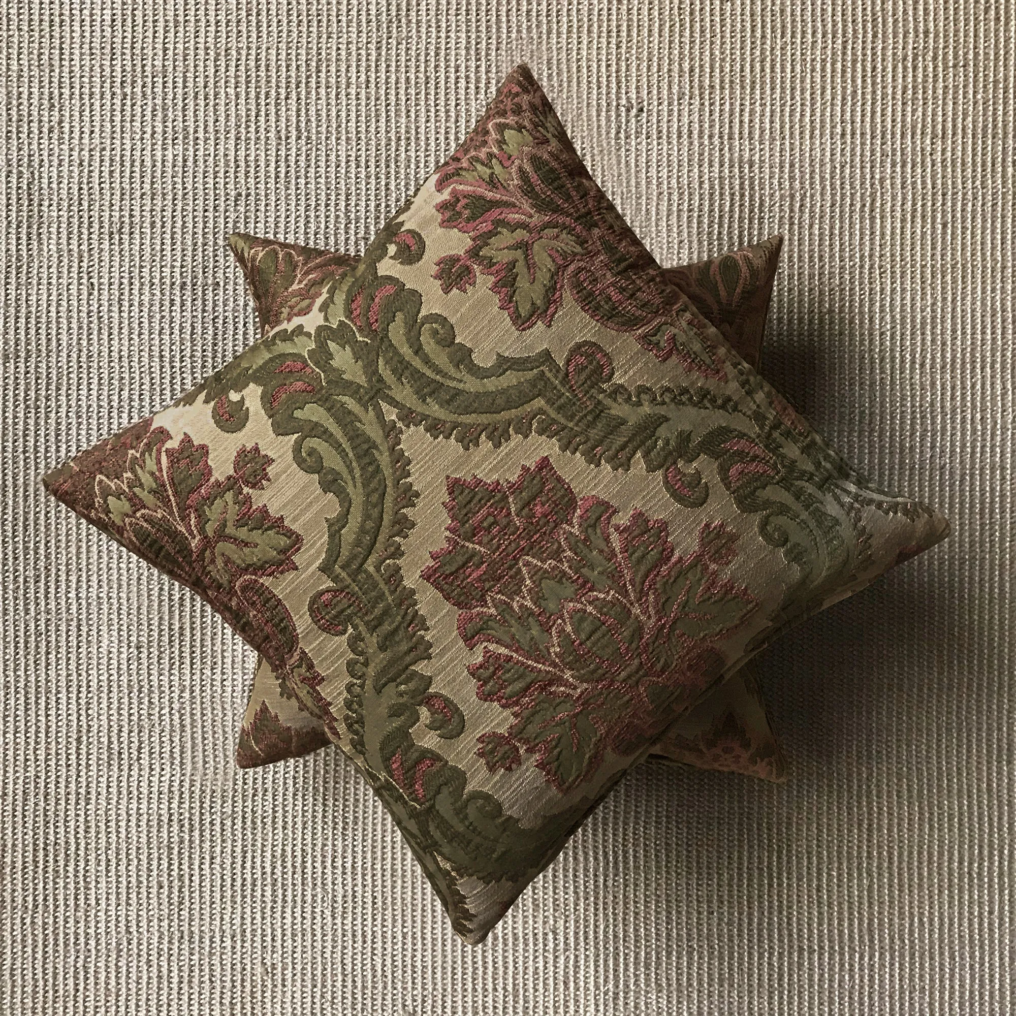 Textured Floral Damask Throw Pillow Cover 16x16