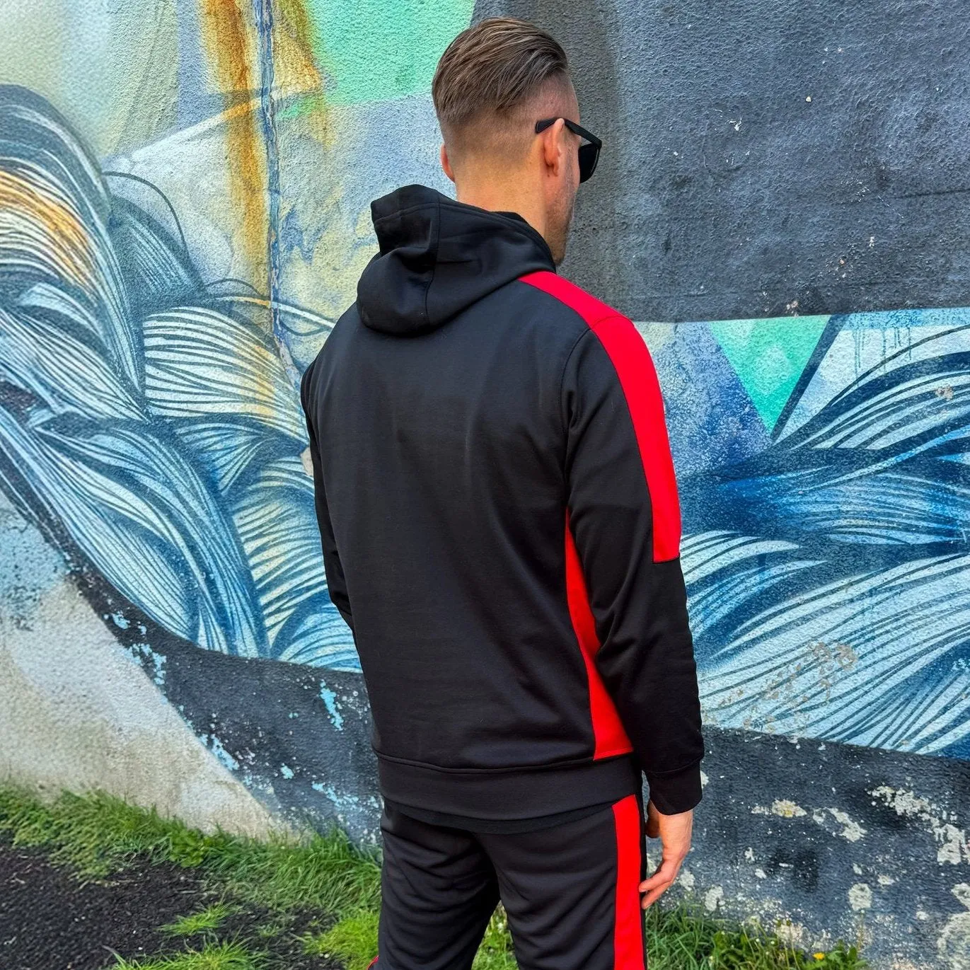 UNIFY Mens Crossover Track Pants Black/Red Stripes
