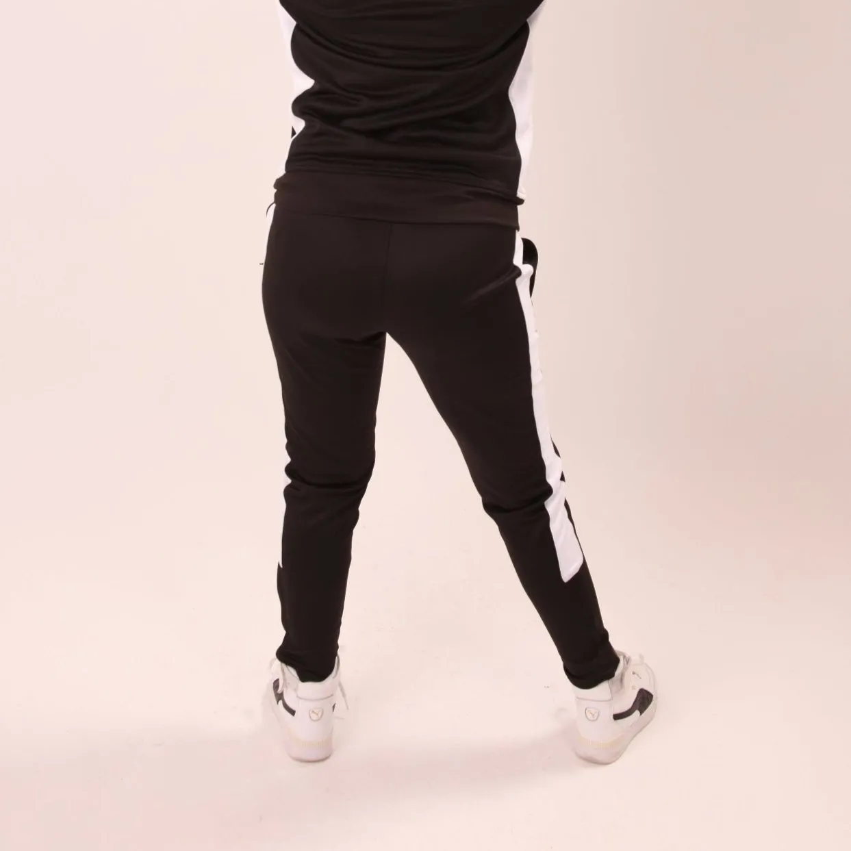 UNIFY Womens Crossover Track Pants Black/White Stripes