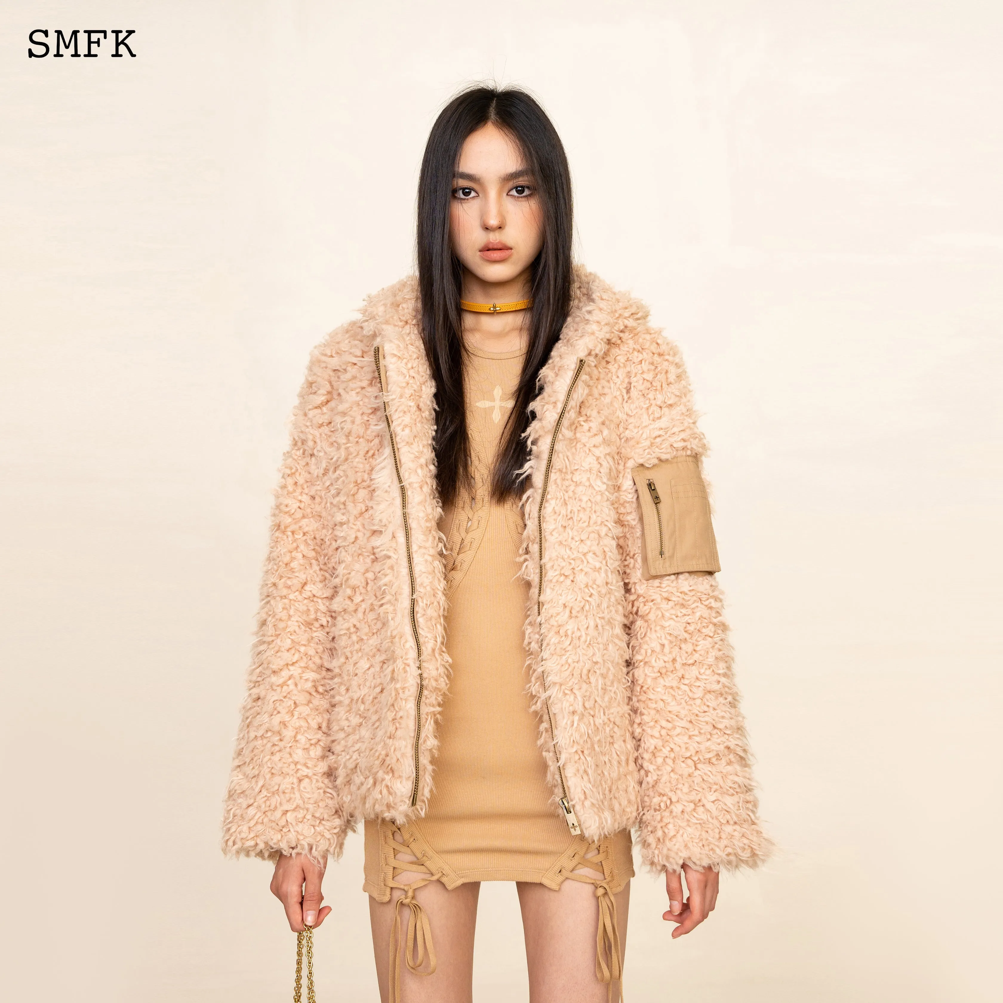 WildWorld Adventure Outdoor Faux Fur Hoodie In Cream